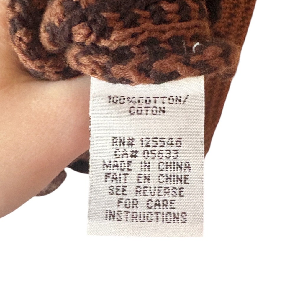 Habitat Womens Large Brown Cotton Houndstooth Cardigan Sweater - Picture 3 of 6